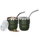 CHLJAR 4oz Stackable Cup, Vacuum Insulated Espresso Cup Set of 2, Espresso Shot Glass for Coffee, Double Wall Stainless Steel Mini Tumbler Shot Glasses with Straw and Lid