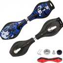 Caster Board Skateboard, Compact and Lightweight Caster Board Deluxe Junior Caster Board with Illuminating Wheels and 360 Degree Casters for More Excitement and Fun for Adults, 29.1"*7.4" (Blue)