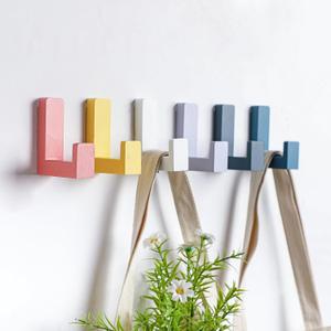 6 Pack Cute Kids Coat Wall Hooks Wooden Decorative Adhesive Colored Nordic Style Wall Mounted Heavy Duty Hooks for Keys Hat Coat Shower Curtain Playroom Bathroom Decor (Colorful)