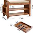 PETKABOO 2 Tier Shoe Bench, Bamboo Shoe Rack Bench, Shoe Storage Bench Organizer for Entryway Hallway Living Room