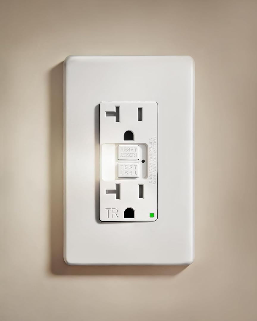 SURAIELEC 20Amp GFCI Outlet with Nightlight, Dusk to Dawn LED Night Light, GFCI Night Light Outlet 6000K, Tamper Resistant GFCI Elecrtical Receptacle, ETL Listed, Screwless Wall Plate, White, 1 Pack