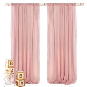 Dusty Pink Backdrop Curtain for Parties Chiffon Drapes for Backdrop Sheer Curtains for Wedding Birthday Party Baby Shower Background Decorations - 2 Panels 5ft X 10ft