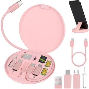 evron USB C Adapter OTG,Multi Charging Cable Conversion Set USB A & Type C to Micro,USB C to Micro USB,Data Transfer,SIM Card Pin,Phone Holder (Pink) evron USB C Adapter OTG,Multi Charging Cable Conversion Set USB A & Type C to Micro,USB C to Micro USB,Data Transfer,SIM Card Pin,Phone Holder (Pink)