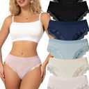 Sexy Underwear for Women Plus Size Panties Women's Underwear Sexy Lace Trim Lacyfit Lady's Multicolor Lace Bikini Pack (4X, 6pcs-black/Blue/Pink/Nude/Navy Blue)