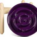 LE TAUCI Ceramic Slow Feeder Dog Bowls Elevated, 3 Cups Raised Dog Bowl with Wooden Stand for Medium Large Breed, Dog Dishes to Slow Down Eating, Puzzle Dog Food Bowl, Maze Purple (L-3 Cups+Stand)