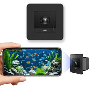 Fish Tank Camera, 2K HD for Aquarium & Reptile Terrarium, 140 Wide-Angle with Anti-Glare, Night Vision, WiFi Pet Camera with AI Motion Detection, 2-Way Audio, 24/7 Cloud/SD Recording (Black)