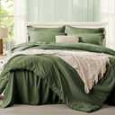 Anluoer Twin Comforter Set 5 Pieces, Olive Green Bed in a Bag with Sheets, All Season Bedding Sets with 1 Comforter, 1 Pillow Sham, 1 Pillowcase, 1 Flat Sheet, 1 Fitted Sheet