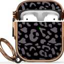 Maxjoy for AirPods Case with Lock, Cute AirPod Case Lock Hard Protective AirPods 2 Cover for Women Men with Keychain Clip for AirPod 2nd 1st Generation Cover 2&1, Grey Leopard