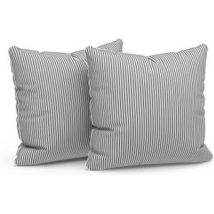 LVTXIII Outdoor/Indoor Throw Pillows, Decorative Patio Accent Pillows, Fluffy Water Repellent Garden Cushions for Home Patio Coach Sofa Use, 1818 Inch, Pack of 2, Strip Grey