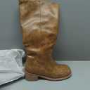 UBWDU Women's Knee High Boots Chunky Block Heel Long Boots Square Toe Low Heel Boots for Women (8.5, Brown)