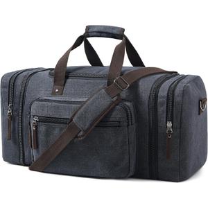 EKOROMIER Canvas Expandable Duffle Bag for Men Traveling, Luggage Travel Bag Weekender Overnight Bag,Mens Gym Carry on Duffel Bags