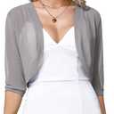 Aiboria Women 3/4 Sleeve Sheer Shrugs Open Front Mesh Bolero Cropped Cardigan S-XXL