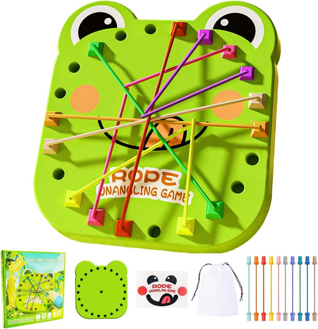 Frog Brainy Knots Game,Rope Untangling Puzzle Game,Educational Strategy Board Game for Kids & Adults, Family Travel Party Toys, Gifts for All Ages