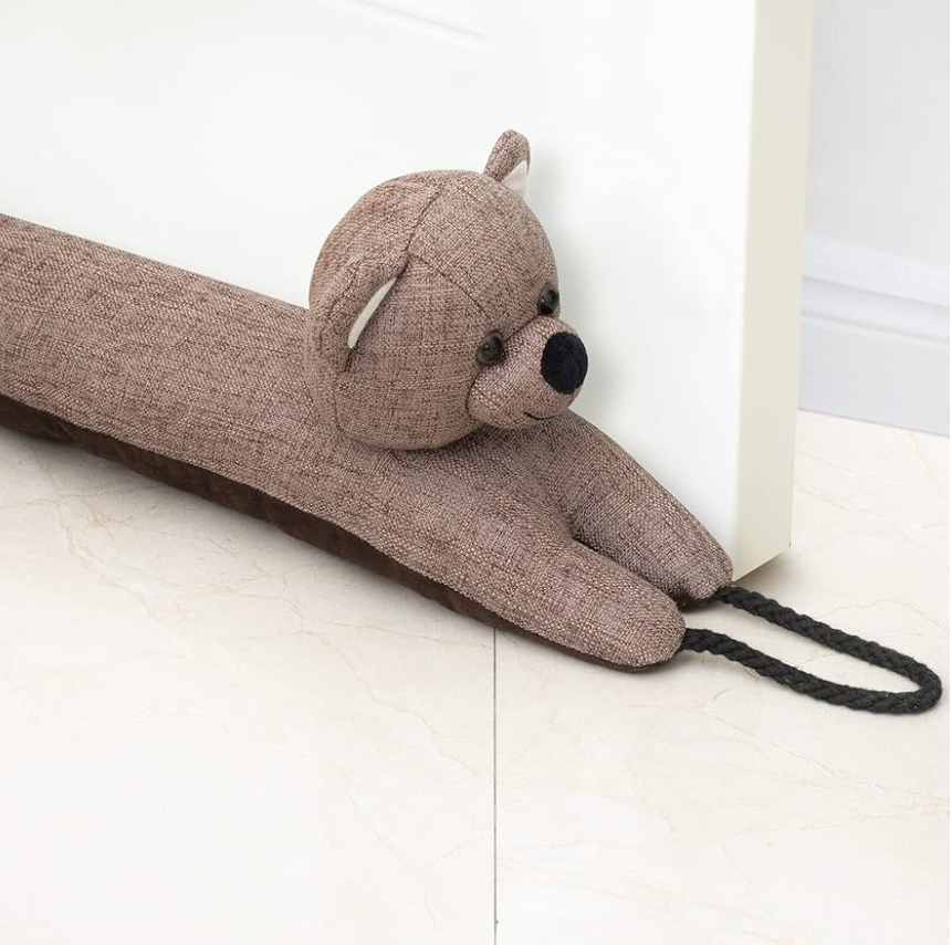 Marwood Under Door Draft Stopper Decorative Wind Stopper 48 inch for Door & Window, Weighted Animal Air Draft Stopper Snake Noise Blocker for Bottom of Door with Hanging Loops - Bear