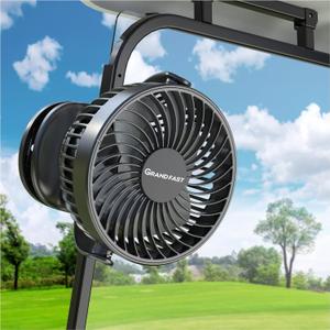 Golf Cart Rechargeable Fan Compatible with EZGO Club Car Yamaha, Golf Palyer Summer Essential 3 Powerful Speeds Clip on Fan with 360 Pivot, 13 Hrs Run Cordless, Battery Operated for Golf Cart