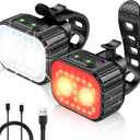 Cuvccn Bike Lights Super Bright, Rechargeable Bicycle Lights Set Multiple Modes, Waterproof Bike Lights for Night Riding/Cycling Safety, Front and Back Bike Reflectors Light, Long Battery Life