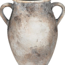 Hobby Lobby Taupe Textured Terracotta Vase with Handles, 10.8" H x 9.6" W