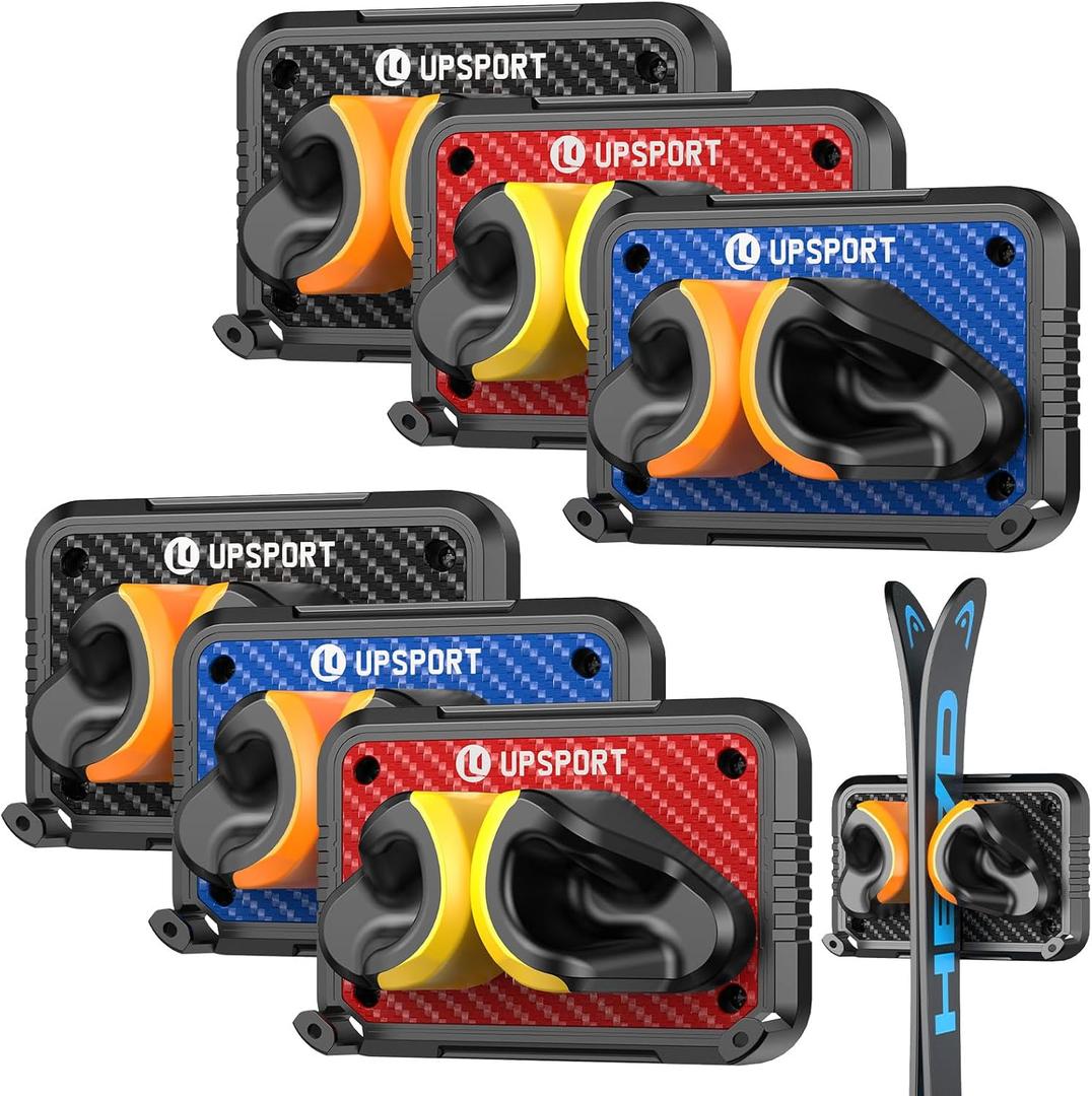 Ski Rack 6Pack, Ski/Snowboard Wall Mount, Skateboard Wall Mount, Fits Any Ski/Snowboard, Holds Up to 150lbs, Winter Gear Organizer, Vertical Ski Storage Rack for Home & Garage