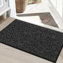 BEQHAUSE Dirt Trapper Door Mat 24" x 36", Non-Slip Washable Doormats Entrance Mat, Dirt Resistant and Absorbent Welcome Mat, Low Profile Floor Mats for Front Back Door and Entryway, Black