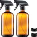 2 x Paksh Novelty Glass Spray Bottles Amber 2 Pack 16 Oz Refillable Container with Durable Leakproof Trigger Sprayer with Mist/Stream/Lock for Hair, Cleaning Products, Essential Oils, Aromatherapy, Water