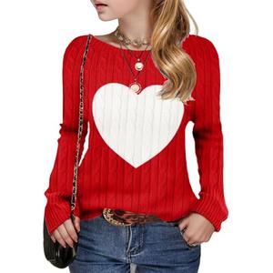 Girls Heart Sweaters Valentine Outfits Activity Tops Kids Teen Clothes Fashion Long Sleeve Cable Knit Casual Pullover Size 150, 10–12 years
