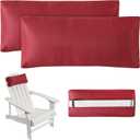 Headrest Pillow for Patio Chaise Lounge Chair, Outdoor Chaise Pillows with Adjustable Elastic Stripe Head Resting Pillows for Recliner Office Chair, Dark Red 2 Pack