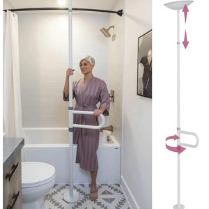 HEALTHCRAFT uPole with Pivot Bar (7-10 Feet) Transfer Pole for Seniors, Floor to Ceiling Grab Bar Tension-Mounted, Toilet Safety Grab Handle for Elderly, Bedroom Support Rail (300 Lb. Capacity) HEALTHCRAFT uPole with Pivot Bar (7-10 Feet) Transfer Pole for Seniors, Floor to Ceiling Grab Bar Tension-Mounted, Toilet Safety Grab Handle for Elderly, Bedroom Support Rail (300 Lb. Capacity)