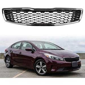 Front Upper Grille Grill Compatible for Kia Forte Sedan LX SX 2017-2018 2.0L Chrome Trim Front Upper Bumper Radiator Grille Matte Black Repalce 86350B0010 KI1200191
