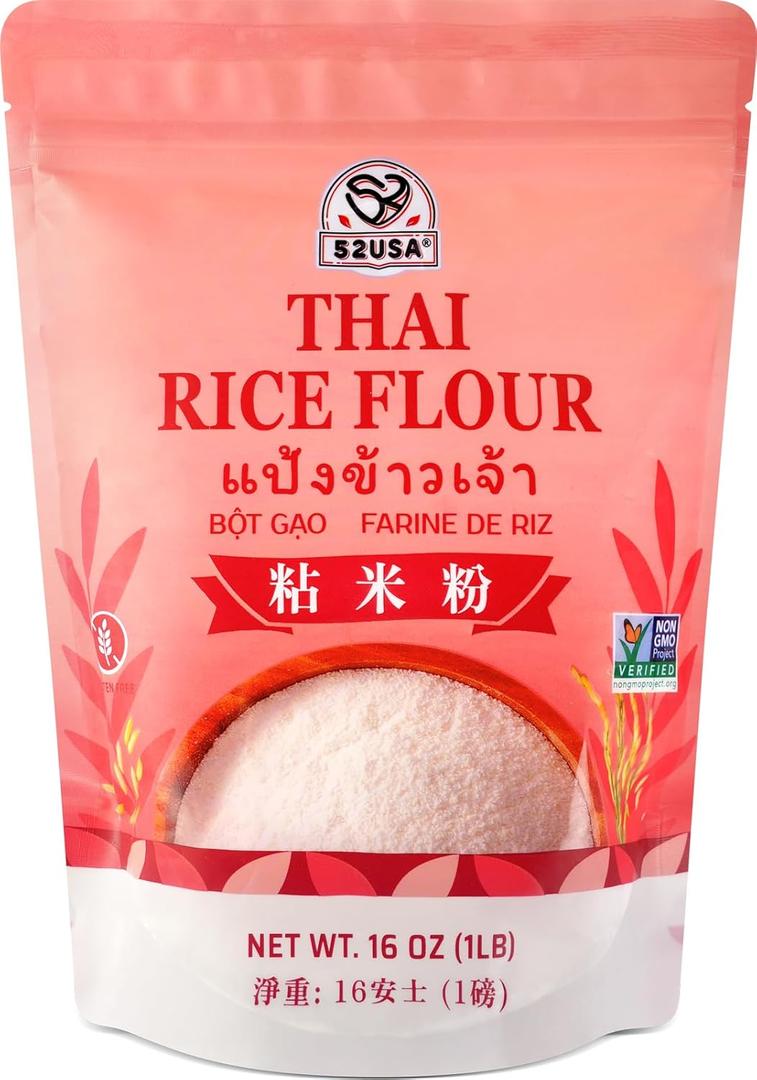 52USA Thai Rice Flour 16 Ounce (Basic), 1 Pound (Pack of 1), Rice Flour for Baking or Cooking, Product of THAILAND, All Natural White Rice Flour, Vegan, Best By: JUN 02 2027 52USA Thai Rice Flour 16 Ounce (Basic), 1 Pound (Pack of 1), Rice Flour for Baking or Cooking, Product of THAILAND, All Natural White Rice Flour, Vegan, Best By: JUN 02 2027