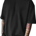 Men's Fashion Oversized Tshirts Workout Short Sleeve T-Shirt Dry Fit Lightweight Crewneck Tee Tops (Black, XXXL)