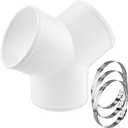 Duct Connector, 3 Way Duct Splitter for Exhaust Fan Dryer Vent Hose, 4 Inch Dia Come with 3 PCS Hose Clamps (4 Inch)