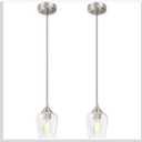 VONLUCE Pendant Lights Kitchen Island, Brushed Nickel Pendant Light Fixtures with E26 Base & Adjustable Cable, Modern Pendant Lighting with Glass Shade for Living Room Bedroom Hallway, 2 Packs