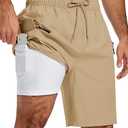 MoFiz Men's Swim Trunks 9" Quick Dry Mens Broad Beach Shorts Stretch Mens Swim Shorts (Beige, M)