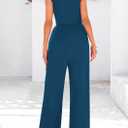 PRETTYGARDEN Summer Jumpsuits for Women Dressy 2025 Ribbed Cap Sleeve Wide Leg Pants Rompers Elegant Casual One Piece Outfits (L)