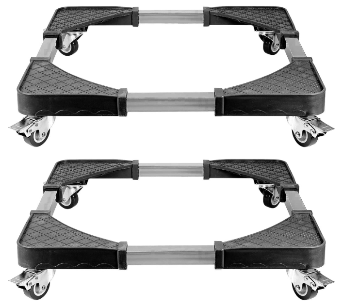 SINJEUN 2 Pack 19.7 to 25.6 inches Adjustable Furniture Dolly Stand, Telescopic Mobile Roller with 4 Locking Wheels, Adjustable Moving Dolly for Washing Machine, Dryer, Refrigerator, 500 Lbs Capacity