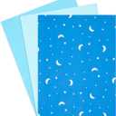 Sparkle and Bash Moon and Stars Gift Wrap Tissue Paper for Bags, 3 Blue Colors (20x26 in, 60 Sheets) - Star Tissue Paper