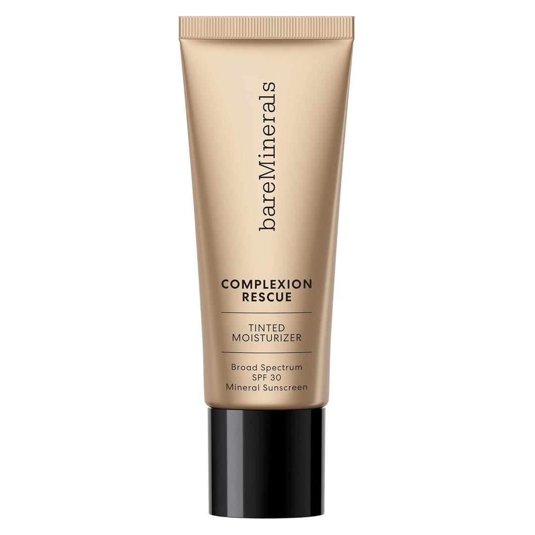 bareMinerals Complexion Rescue Tinted Moisturizer for Face with SPF 30, Hydrating Vegan Tinted Mineral Sunscreen with Hyaluronic Acid, Sheer-to-Light Coverage for Dewy, Healthy-Looking Skin (Full Size, AL Tan Amber 07), Best By: 05/2026