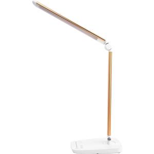 Lichamp Dimmable LED Desk Lamp with USB Charging Port, Touch Control Foldable Gooseneck Free Rotation Adjustable Eye Care Table Lamp, Bedside Reading Light with UL AC Adapter (Pink Gold)