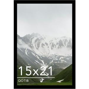 15x21 Picture Frame Black for Wall Mounting, Horizontal and Vertical Formats for Wall Hanging, Wood 15x21 Frame, Black, 1 Pack