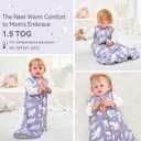 Baby Sleep Sack 6-12 Months 1.5 Tog Baby Wearable Blanket 100% Cotton Fabric Warm Sleeping sack with 2-Way Zipper Quilted for Infant Newborn Tog Purple Leaves (Medium)