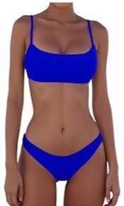 Women Sexy 2pcs Bikini Set Solid Color Micro Triangle Cup Swimsuit Bathing Suit Royal Blue
 Royal Blue XSmall