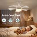 17.7" Socket Fan Light, 3000 Lumens Small Ceiling Fans with Lights and Remote, E26/E27 Light Bulb Fan with Reversible Motor, Dimmable 3000K-6500K Light Socket Fan for Bedroom Kitchen Garage, White