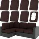 hyha 8Pcs Patio Cushion Covers, Stretch Outdoor Couch Cushion Covers Replacement, Washable Outdoor Chair/Sofa Slipcovers for Patio Furniture Cushions Protector with Elastic Bottom(Coffee, Cover Only)