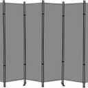 RANTILA 6 Panel Room Divider, 6 FT Folding Privacy Screen with Wide Feet, Freestanding Partition for Room Separation, Portable Room Divider Panel, 133" W x 71" H, Grey
