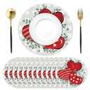 Tarklanda 50 Pcs Valentines Love Heart Placemats Round 13.4 Inch Disposable Eucalyptus Leaf Paper Table Mats for Kitchen Dining Decor Wedding Anniversary Birthday Party (Green Eucalyptus Love)