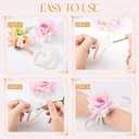 HIONXMGA Corsage Wristlet Band Elastic Pearl Wrist Corsage Bracelets Bands for Women, Stretch Pearl DIY Handmade Prom Flower Supplies Accessories for Wedding Graduation Party