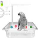 WQY GroceryShop Parrot Bathtub Indoor Automatic Bath Shower with 180 ° Circulating Faucet Contains USB and Power Plug for Medium Birds African Grey  Conure Parakeet Cockatiel Lovebird