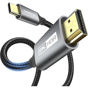 USB C to HDMI 2.1 Cable (8K@60Hz,4K@144Hz,2K@240Hz) 6Ft Type C to HDMI 8K Cord Support HDCP2.3/HDR10 [Thunderbolt 3/4 Compatible] for MacBook Pro/Air,iPad Pro,XPS,S22,iPhone 15 Series