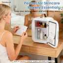 NEWBULIG Mini Fridge for Bedroom, Office & Car, Portable 4L/4.23QT Mini Refrigerator for Skincare with Handle, Ultra-Quiet Energy-Saving Compact Cooler for Drinks, Food, Skincare & Makeup, 12V AC/DC