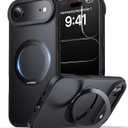 for iPhone Air Case with Stand,Fits MagSafe,Military Drop Protection,Build in Kickstand,iPhone Air Phone Case 6.5" Matte Black